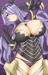 1girls big_breasts bracers breasts camilla_(fire_emblem) crown female female_focus female_only fire_emblem fire_emblem_fates fire_emblem_heroes hair_over_one_eye heart hearts large_breasts looking_at_viewer nintendo panties princess revealing_clothes smile solo solo_female somegu source_request