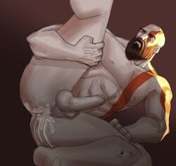 ass_focus god_of_war kratos legs_spread male male_only solo_male yddaed