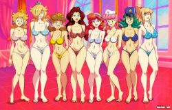 8girls captain_syrup female females hot lingerie mario_(series) metroid navel_piercing nintendo nurse_joy officer_jenny_(pokemon) pauline pokemon princess_daisy princess_peach princess_rosalina sakurakasugano sakusakupanic samus_aran sexy