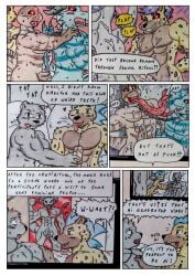 absurd_res anal anal_sex anthro barazoku black_nose blue_hair bodily_fluids bound brown_eyes chained chained_together chains comic comic_panel corruption cum cum_drip cum_in_ass cum_inside cum_on_face cum_on_penis dashthefox demonic demonic_eyes dialogue dragon dripping eye_scar facial_scar felid genital_fluids genitals green_eyes hair heterochromia hi_res hyena iron_collar komodo_dragon lizard long_tongue male male/male mammal masturbation monitor_lizard mythological_creature mythological_scalie mythology pantherine pecs penetration penis purple_hair red_eyes reptile ritual ritual_sex scalie scar sean_(vindico) speech_bubble tongue tongue_out traditional_media_(artwork) transformation transformation_through_sex yuri_(vindico)