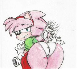 amy_rose anthro anthro_only ass big_ass big_butt biting_lip butt classic_amy_rose orange_skirt panties playing_with_tail skirt_grab smug_face sonic_(series) tail tail_grab tail_rub tail_rubbing tailjob teeth_showing upskirt vampiricpig