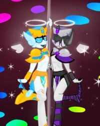 angel brawl_stars cute demon femboy gay larry_(brawl_stars) lawrie_(brawl_stars) male panties pole_dancing robot stockings striptease without_panties