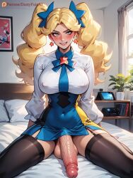 ai_generated balls breasts clothed clothing dick_out dustyfutaai erection fantasy female futanari huge_balls huge_cock intersex large_breasts large_penis penis solo_futa