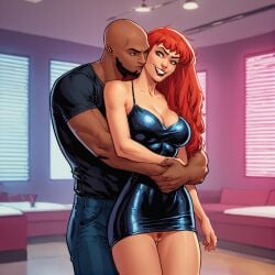 1girls ai_generated ass big_breasts black_dress black_man camera_pov cleavage club comic cuckold dress female fit fit_female green_eyes hairy_pussy interracial interracial_couple lipstick long_hair looking_at_viewer luke_cage marvel marvel_comics mary_jane_watson nightclub pov pussy qos queen_of_spades red_hair solo spider-man_(series) themerchant69 twerking