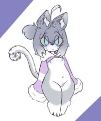 anthro big_ass cub female furry furry_ears furry_female furry_tail grey_body grey_fur grey_hair hips kuki_lupkun nipples panther pussy showing_off shy smaller_male thick_thighs wide_hips young young_anthro younger_female