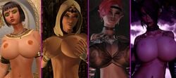 3d 3d_hentai_beauties 4girls alundress areola areolae azazzi big_breasts breasts busty egyptian fefi female hips hourglass_figure large_breasts light-skinned_female light_skin nubari original original_character pose posing voluptuous wide_hips xalas