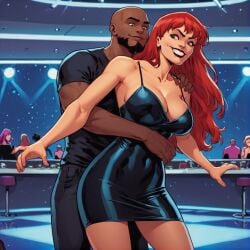 1girls ai_generated ass big_breasts black_dress black_man camera_pov cleavage club comic cuckold dress female fit fit_female green_eyes hairy_pussy interracial interracial_couple lipstick long_hair looking_at_viewer luke_cage marvel marvel_comics mary_jane_watson nightclub pov pussy qos queen_of_spades red_hair solo spider-man_(series) themerchant69 twerking