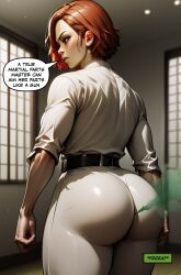 ai_art ai_generated big_ass brap caked_up caption dialogue fart fart_cloud fart_fetish farting farts female female_focus female_only huge_ass onomatopoeia phizben story wide_hips word_balloon