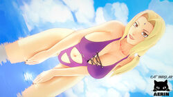 3d catburglaraerin koikatsu naruto naruto_shippuden one-piece_swimsuit seaside tsunade