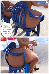 2girls 3d ass beach big_ass big_breasts big_butt bikini breasts chair female gigantic_ass high_heels huge_ass hyper_ass large_ass massive_ass rvacomics sitting sitting_on_chair sling_bikini thick_thighs wide_hips