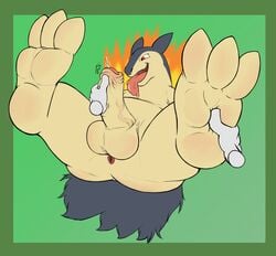 balls bara big_balls big_penis boner erection gay male male_only muscles muscular nude penis pokemon pokemon_(species) rokie38 solo solo_male typhlosion