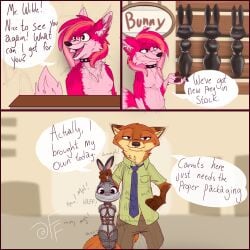 2d 2d_(artwork) anthro anthropomorphic asphyxiation bondage bunny canine crotch_rope digital_drawing_(artwork) disney encasement fan_character fizzyfox_(artist) fox furry gray_body hogtie imminent_bondage immobile judy_hopps lagomorph latex latex_bodysuit latex_hood male/female mammal nick_wilde nude_female oc orange_body pink_body pink_hair predator/prey predicament_bondage rope_bondage self_insert self_upload size_difference sketch store suspension suspension_bondage tape tape_gag zootopia