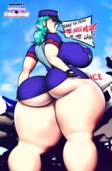 1girls ass_in_dress big_ass big_breasts female no_underwear officer_jenny_(pokemon) pokemon police police_hat police_officer police_uniform policewoman sideboob solo someshittysketches thick_thighs underass wide_hips