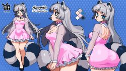 ass big_ass big_breasts big_butt big_thighs big_titties breasts clothing commission curvaceous curvaceous_female curvaceous_figure curvy curvy_figure curvy_hips dress female female_focus female_only long_hair looking_at_viewer or_draws original original_character raccoon raccoon_ears raccoon_girl raccoon_tail reference_sheet white_hair
