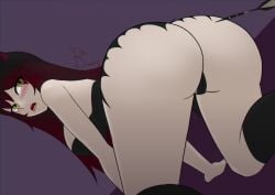 1girls animal_ears back_view bags_under_eyes big_ass black_hair dibudrawing female indie_virtual_youtuber light-skinned_female light_skin panties purple_hair short_hair two-tone_hair vampire_girl vomori_hiko vtuber yellow_eyes