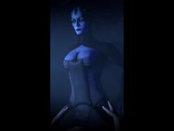 1boy 1girls 3d alien alien_girl animated asari blue_skin clothed_sex faceless_male female female_focus human interspecies male mass_effect matriarch_benezia pov riding skeletron27 sound source_filmmaker tagme video