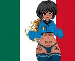 balls black_eyes black_hair dark_skin femboy gay latino long_stockings mexican mexico penis short_hair small_penis thighs