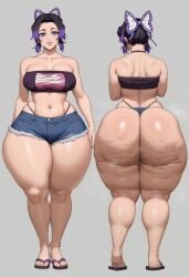 1girl 1girls ai_generated ass ass_cheeks big_ass big_butt booty booty_shorts bottom_heavy breedable breedable_hips bubble_ass bubble_butt cellulite curvaceous curvy curvy_figure demon_slayer denim denim_shorts fat_ass feet female flip_flops front_and_back hips kimetsu_no_yaiba kochou_shinobu micro_shorts musk musk_clouds oiled oiled_skin pawg pawg_build perfect_ass phat_ass purple_eyes purple_hair sexy sexy_ass sexy_body sexy_female shinobu_kocho short_hair sweat taiga20 thicc thicc_ass thicc_thighs thick thick_ass thick_thighs tubetop two-tone_hair voluptuous voluptuous_female wet wide_ass