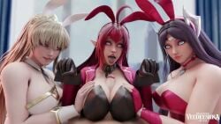 1boy 3d 3girls animated bunny_ears bunnysuit irelia_xan league_of_legends longer_than_30_seconds paizuri short_video shorter_than_one_minute tagme veedeeshka video