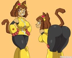 1girls ass ass_focus big_ass big_breasts breasts brown_fur brown_hair busty busty_female cat cat_girl female female_focus female_only furry gameoverse glitch_productions hand_on_hip hips huge_thighs kit_(gameoverse) kit_bodega looking_at_viewer nipples nipples_visible_through_clothing pink_eyes pussy tail thighs unknowndraw6798 vagina
