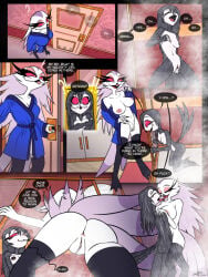 2girls avian avian_humanoid big_breasts bird bird_girl breasts dialogue fingering_self hellaverse helluva_boss incest incest_(lore) incestuous incestuous_(lore) kiss kissing large_breasts lesbian_kiss lesbian_sex masturbating masturbation moan moaning moaning_in_pleasure moans mother_and_daughter octavia_(helluva_boss) pussy shower shower_sex showering small_breasts stella_(helluva_boss) yuri