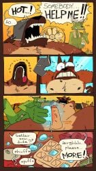 5_fingers anthro antlers balls begging beverage_can blush bodily_fluids boxers_(clothing) breath brown_body brown_fur canid canine clothing comic deer devi1s_dozen dialogue duo ellipsis english_text erection fangs fingers fur genital_fluids genitals green_body green_fur heart_symbol hi_res horn ice ice_cube ice_on_penis ice_tray leaking_precum looking_pleasured male male/male mammal nipple_piercing nipples nude nude_anthro nude_male open_mouth panting penis piercing precum smile speech_bubble surprised sweat tail tail_motion tailwag teeth text tongue tongue_out underwear underwear_on_head water watermark