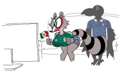2026 2girls anthro anthro_female anthro_only ass big_tail breasts face_paint female female_only furry furry_female furry_only oc original_character raccoon raccoon_girl tagme tagme_(character) tail thighs uva_the_raccoon
