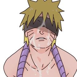 1boy after_sex bare_shoulders blindfold blonde_hair blush bondage bukkake cum cum_drip cum_on_body cum_on_face cum_on_upper_body cumdrip dripping_cum facial facial_markings male male/female male_only malesub naruto naruto_(series) naruto_shippuden rope rope_bondage rrrsn37 shounen_jump solo solo_focus solo_male topless topless_male uzumaki_naruto whisker_markings whiskers yellow_hair