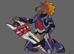 2026 3_fingers 3_toes alien animal_genitalia anthro armor avian avian_caruncle beak bedroom_eyes benji_(artist) bodily_fluids bottomless brown_body clothed clothing digital_drawing_(artwork) digital_media_(artwork) digitigrade digitigrade_footwear fan_character feather_hair feathered_crest feathers feet female female_anthro fingers flat_chested footwear furgonomic_footwear furgonomics genital_fluids genitals gun halo_(series) hand_on_hip head_crest hi_res kig-yar kneeling looking_at_viewer masturbation microsoft monotone_background narrowed_eyes nav_(benji) object_between_thighs object_humping orange_body orange_feather_hair orange_feathers pose pseudo_hair purple_armor ranged_weapon rifle rubbing_vulva scalie seductive shaded signature simple_background simple_shading smile smiling_at_viewer smirk smirking_at_viewer solo t'vaoan toes toned_body vaginal vaginal_masturbation vaginal_rubbing vulva weapon white_weapon xbox_game_studios