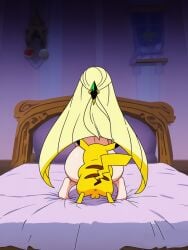 ai_assisted ai_generated ambiguous_penetration ass balls bed bedroom feral_penetrating_human lusamine_(pokemon) penetrating pikachu pokemon pokemon_(species) pokemon_sm pokephilia rikocausa