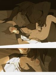 2girls big_breasts claws color colored female female_only grabbing_breast larger_female licking_breast light-skinned_female medium_breasts missionary missionary_position monsterfucker monsterfucking multiple_images original original_character original_characters pubic_hair ripped_clothes ripped_clothing ripping_clothes scratches size_difference smaller_female steemyart stomach_bulge teratophilia trans_woman transfem transgender_woman werewolf werewolf_girl yuri