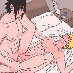 2boys anal anal_sex asian asian_male balls barefoot black_eyes black_hair closed_eyes completely_nude cum cum_in_ass cum_inside cumshot drooling ejaculation feet_up gay indoors leg_grab looking_pleasured male male/male male_focus male_only male_penetrating naked naruto nipples nude_male open_mouth orgasm_face penetration penis pillow pleasure_face rrrsn37 saliva_trail sasuke_uchiha sex spiky_hair sweatdrop uzumaki_naruto whisker_markings yaoi yellow_hair