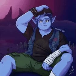 1boy 2020 animated artist_request barley_lightfoot bulge chubby disney gay gif male male_only onward_(2020) pixar solo tagme