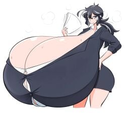 big_breasts breasts cleavage female huge_breasts hyper_breasts tagme theycallhimcake thick_thighs wide_hips