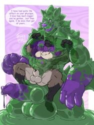 2025 5_fingers abs absorption_vore animal_genitalia animal_penis anthro balls big_balls big_penis black_body black_claws black_fur black_penis brown_body brown_fur brown_hair canid canine canine_genitalia canine_penis canis claws dialogue duo english_text fingers frostypuppy fur fur_markings genitals goo_creature green_body hair hi_res huge_balls huge_penis knot kolligo male male/male mammal markings multicolored_body multicolored_penis muscular nipples open_mouth paws pecs penis pink_nipples purple_background purple_body purple_claws purple_nipples purple_nose sheath simple_background size_difference speech_bubble spiked_body text two_tone_penis vore wolf