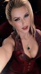 artist_request big_breasts blonde_hair cleavage female final_fantasy final_fantasy_vii scarlet_(ffvii) selfie