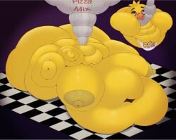 belly chica_(fnaf) fat force_feeding huge_ass huge_belly huge_breasts morbidly_obese obese