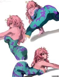 1girls ass ass_bigger_than_head ass_crack ass_focus ass_up ass_visible_through_thighs big_breasts boku_no_hero_academia breasts curvy curvy_body curvy_female curvy_figure curvy_hips mina_ashido mina_ashido_time-skip my_hero_academia shinjinou short_dress sketch_page tits
