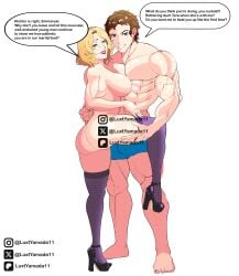 blonde_hair breasts breasts_out castlevania castlevania_(netflix) castlevania_nocturne lingerie mature_female milf muscular muscular_male panties richter_belmont tera_renard