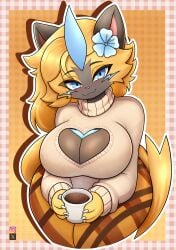 artist_request aurora_(nbanoob) big_breasts breasts cleavage female furry huge_breasts pokemon pokemon_(species) tagme thick_thighs wide_hips zeraora