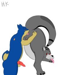 anal anthro duo erection feral hi_res hkworks male nintendo oral pokemon raised_tail rimming rimming_male sex tail thick_tail tongue tongue_out