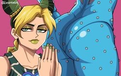 2girls alternate_version_available ass ass_focus big_ass big_butt blonde_hair bubble_butt curvy fat_ass female female_only female_protagonist green_eyes jojo's_bizarre_adventure jolyne_kujo large_ass light-skinned_female light_skin luckyshazo meme nail_polish stand_(jjba) stone_free stone_ocean tagme thick_ass thick_thighs thighs toned voluptuous