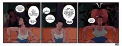 1boy 1girls big_breasts breasts cleavage comic danny_johnson dark-skinned_female dark_skin dead_by_daylight female_ghostface genderswap genderswap_(mtf) ghostface gigantic_breasts head_out_of_frame huge_breasts mask scream_(franchise) sitting smile yeehawt0wn