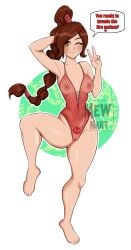 1girls avatar_legends avatar_the_last_airbender breasts brown_hair female female_only mewnart nickelodeon nipples nipples_visible_through_clothing pubic_tattoo pussy solo translucent_clothing ty_lee