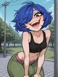 1futa 1futanari ai_assisted ai_generated ass bangs bangs_over_eyes bangs_over_one_eye belt big_ass big_breasts big_butt big_hips big_penis black_eyes black_topwear blue_hair breasts bulge bulge_through_clothing bulge_under_clothes cleavage dick dickgirl ed_edd_n_eddy eyebrows eyelashes futanari green_pants hair huge_cock lips makeup marie_kanker midriff narrow_waist navel nose pants penis penis_bulge shirt smooth_balls smooth_penis smooth_skin topwear velfur