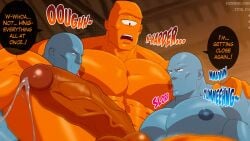 allen_the_alien bara big_pecs big_penis blue_body blue_skin cock cresxart cyclops dick gay invincible invincible_(tv_series) male male_only mauler_twins orange_body orange_skin penis sucking sucking_nipples veiny veiny_penis