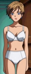 1girls ai_generated bra female female_only panties short-haired_female short_hair solo sonic_x topaz_(sonic_the_hedgehog) underwear underwear_only white_bra white_panties