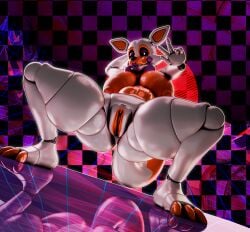 2026 3_toes 3d_(artwork) absurd_res animatronic anthro areola bent_back big_areola big_breasts big_nipples bow_tie breasts breasts_apart canid canine checkered checkered_background clitoris crouching dark_areola dark_nipples digital_media_(artwork) dutch_angle eyebrows feet female five_nights_at_freddy's five_nights_at_freddy's_world fox full-length_portrait genitals gesture glistening glistening_body hand_behind_head hand_gesture hi_res huge_areola huge_breasts lips lolbit_(fnaf) looking_at_viewer machine mammal mountain nipples orange_areola orange_body orange_eyebrows orange_nipples orange_toes orange_vulva pattern_background portrait puffy_nipples purple_bow_tie purple_eyelids purple_lips reflective_floor robot robot_anthro scottgames sharp_teeth simple_background solo spread_legs spreading sun synthwave tail teeth toes v_sign vulva watermark white_body zelyonka