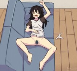 female_only hairy_pussy katu_h4m kuroki_tomoko masturbation petite_female pussy sleeping