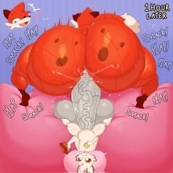 amoeba_(organism) anthro aquatic balls big_balls big_butt big_penis brew_dafox_(superiorfox) butt canid canine duo eating english_text female food fox genitals hi_res huge_balls huge_butt huge_penis lagomorph leporid lok_bunny lokbunny17 male male/female mammal mature_female meat orange_body penetration penis rabbit sausage text vein veiny_penis white_body